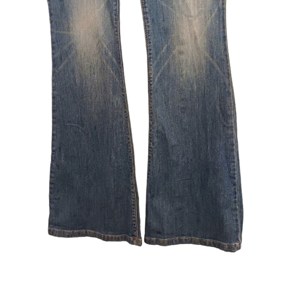 Y2K Flared Jeans Bell Flare Acid Wash Medium Blue Boho Bohemian Festival Vntg 7 - Picture 8 of 14